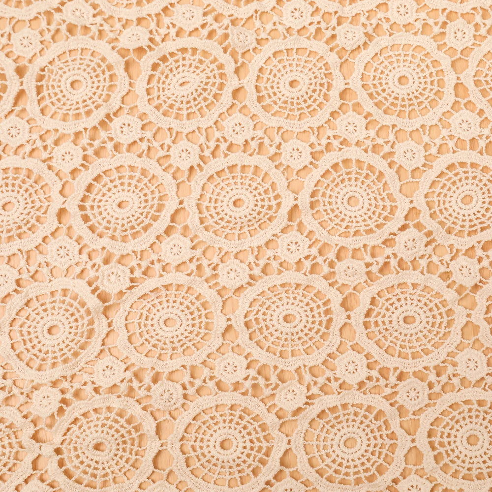 Hot sale water soluble embroidery fabric High quality floral openwork lace fabric for dress