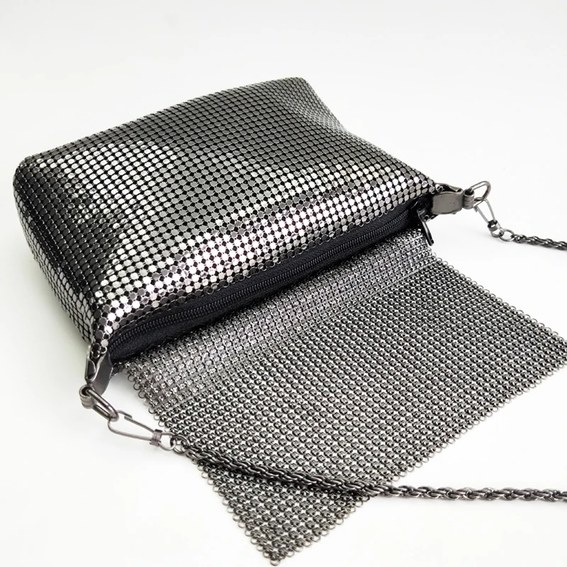 2020 Trendy Design Women Clutch Metallic Copper Sequin Chainmail Metal Mesh Evening Bag