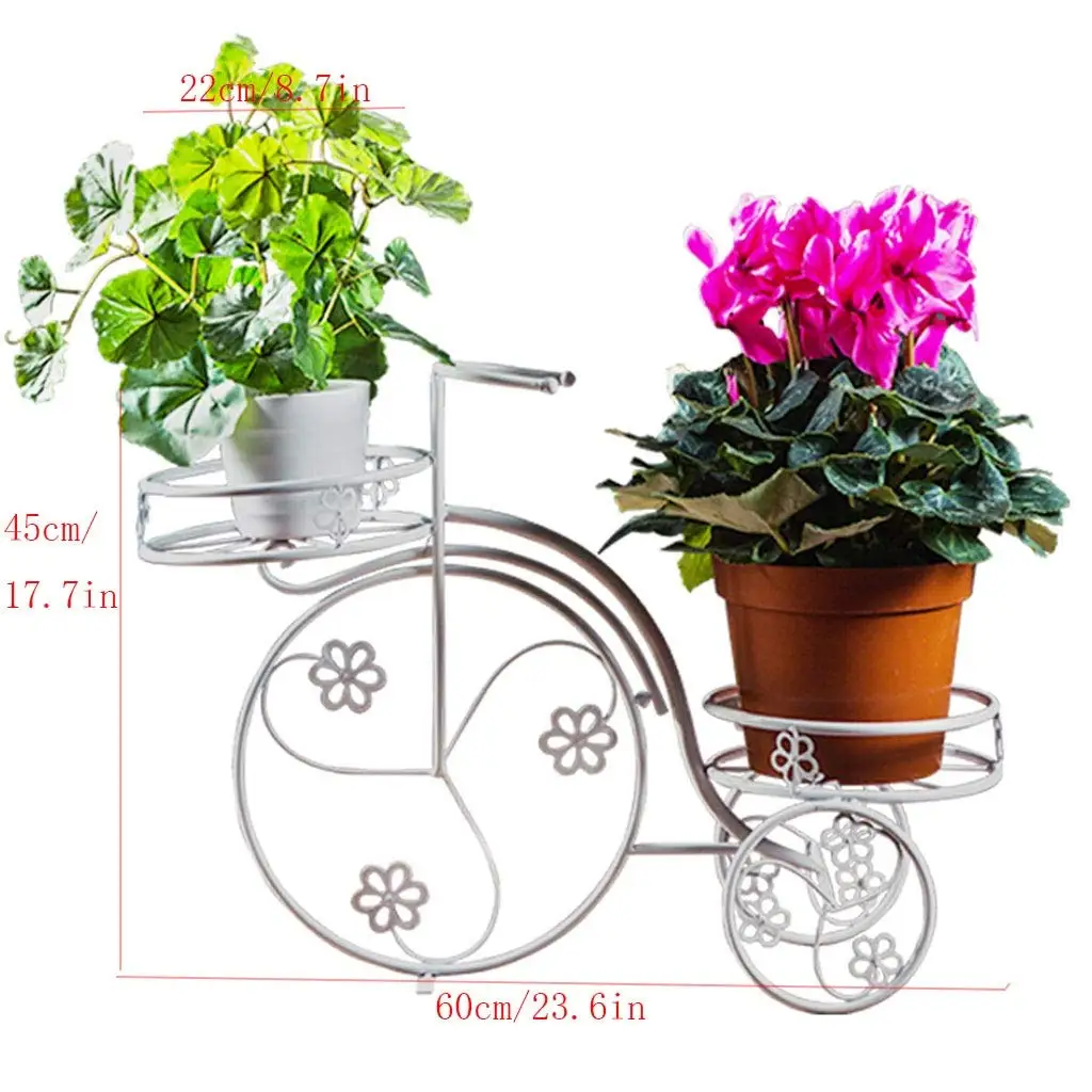 European 2 Layer Floor Standing metal Bicycle design plant stand Home Garden Decor Wrought Iron flower pot rack