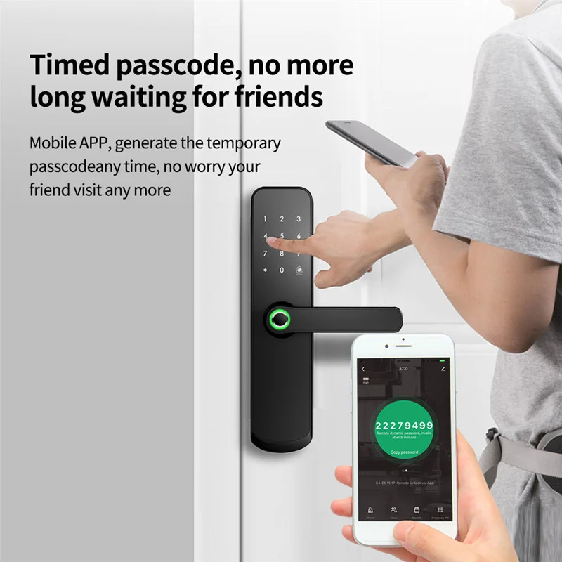 YOUHE A260 Tuya WiFi App Smart Door Lock Biometric lock fingerprint door handle Digital Keyless lock