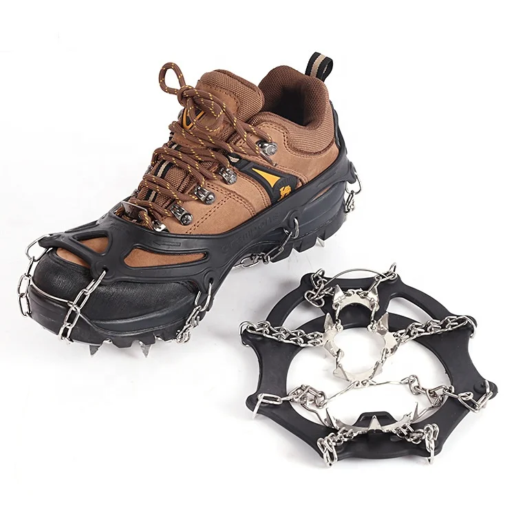 Ice Snow Grips Traction Cleats Shoes Grips 10-18 Spikes Boots Shoes Safe Protect Crampons Anti Slip Chain Shoe Ice Walker SAC02A