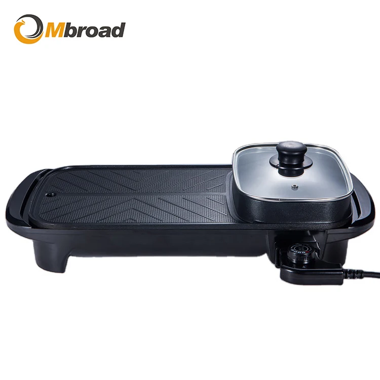 2 в 1 бездымный домашний электрический гриль для барбекю с горячим горшком