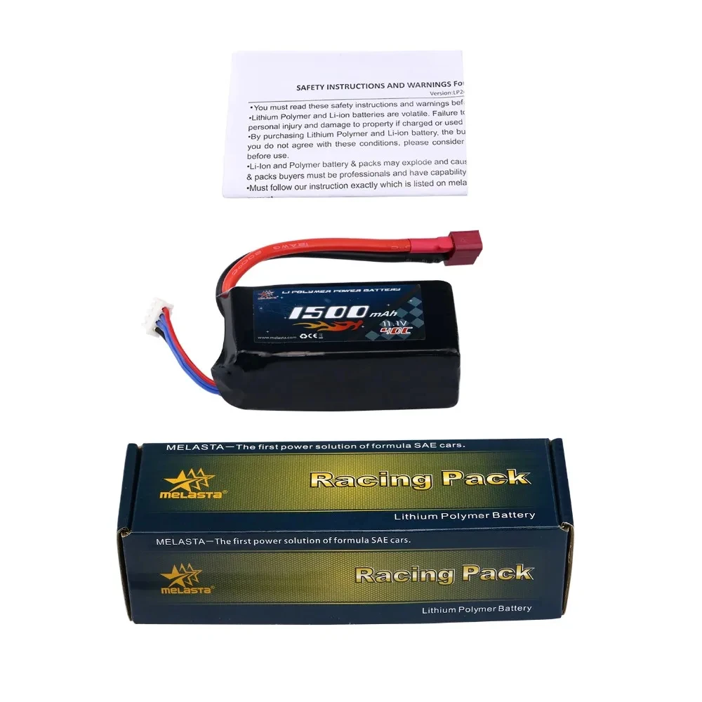 Melasta 1500mAh 11.1V 40C 3S  LiPo Battery Pack Deans -T Connector for RC Battery Racing Cars Aircraft & Helicopter,Rc car