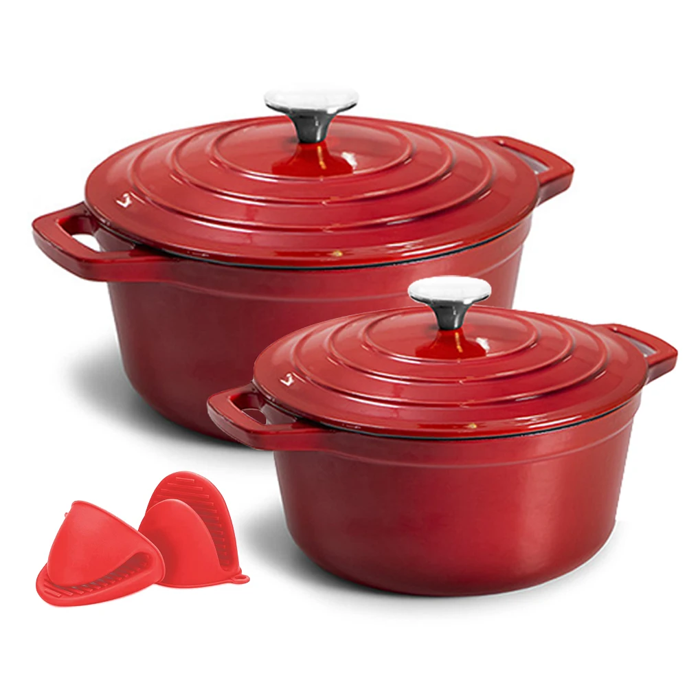 Bright Houseware Best Cookware Red 20/24cm Round Casserole Cast Iron Dutch Oven Pot Cookware Enamel Cast Iron Cooking Pot