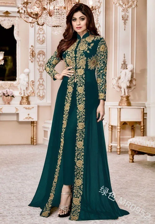 New Retro ethnic Print Long Sleeve stand collar 2-piece temperament dress Muslim dress