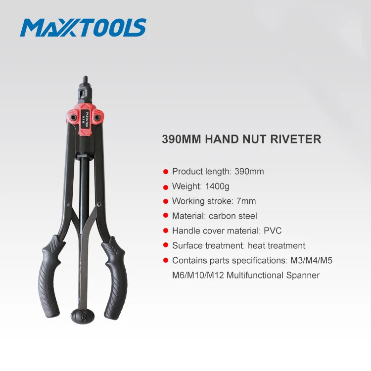 390mm Hand Nut Rivet Gun High Quality Innovation Patented Structure Hand Nut Riveter