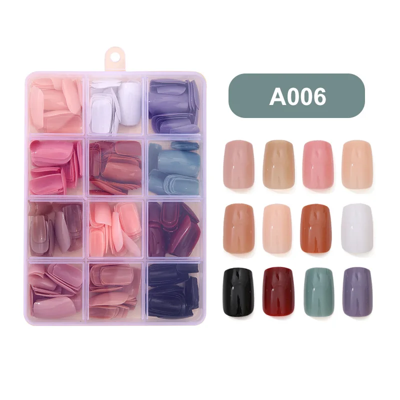Patch Solid Color 12-color Boxed Bright Nail 288 Pieces Press on Nails