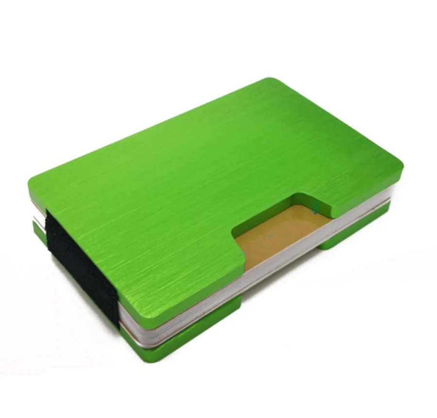 RFID Blocking Card Holder Space Grade Lightweight Aluminum Quick Card Access Storage With Premium Stretch Weave Elastic Rope