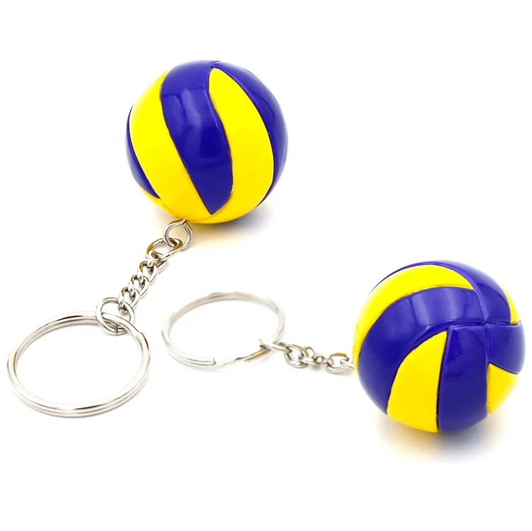 Cheap mini sports souvenir gifts keychain custom volleyball shape print logo ball keychain wholesale