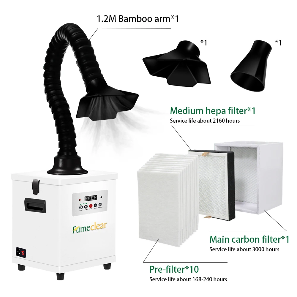 100W Portable Mobile Desktop Air Filter Exhaust Hepa Solder Fume Air Extractor For Soldering