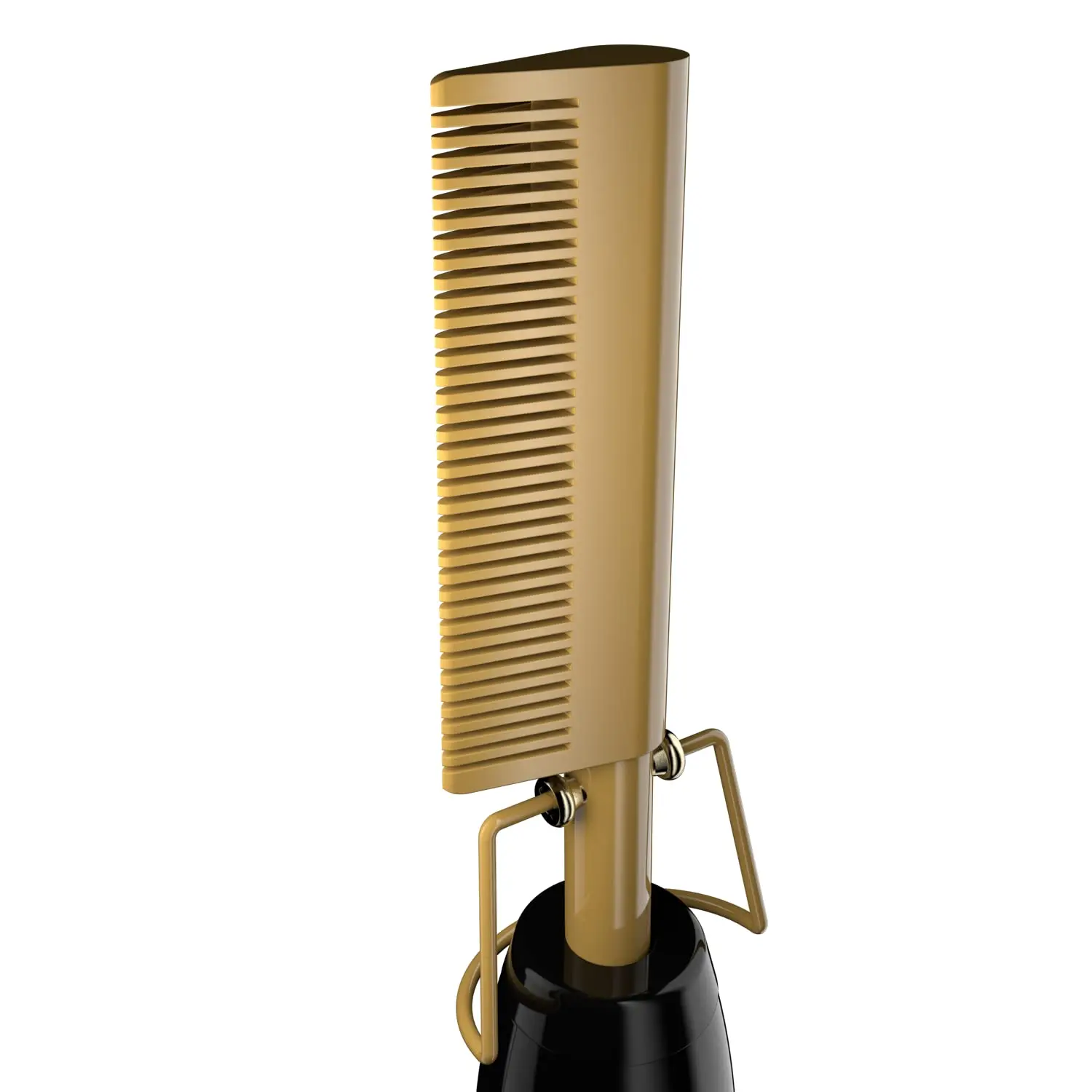 Gold Professional 20 Adjustable Heat-Settings Dual Voltage 450F High Heat Straightener Heat Ceramic Press Comb for Hair