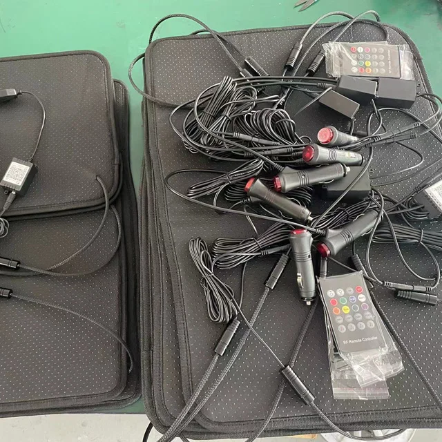 USB/Cigarette lighter power APP and remote control led fiber optic starry car mats for star car mat