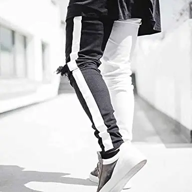 Wholesale Black Stacked Jeans Men Patches High Quality Fashion Denim Vintage Design Skinny Fit Jeans For Men