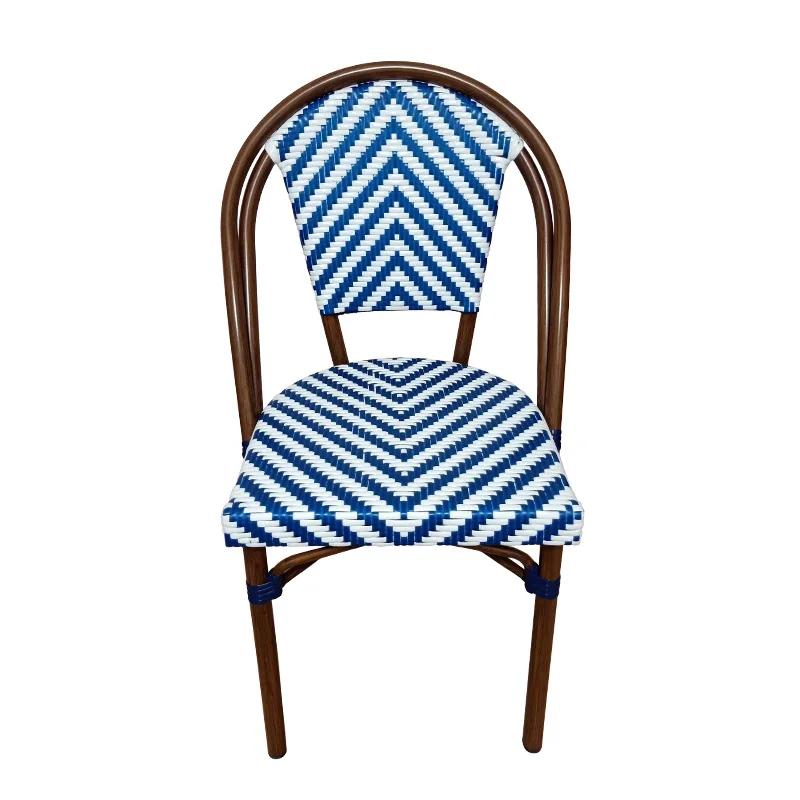 Waterproof stackable woven cafe french bistro rattan outdoor garden dining chair
