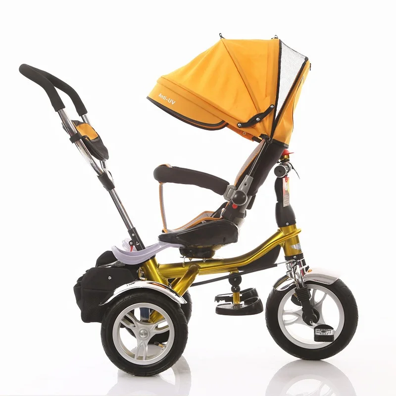 Yellow Color of Canopy of Baby Tricycles for 0-4 years old baby for helping mom