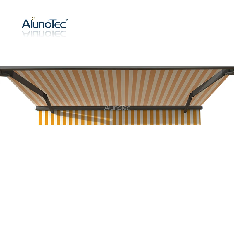 AlunoTec Customized Retractable Pergola Vertical Awning Motorized Folding Arm Awning Cassette