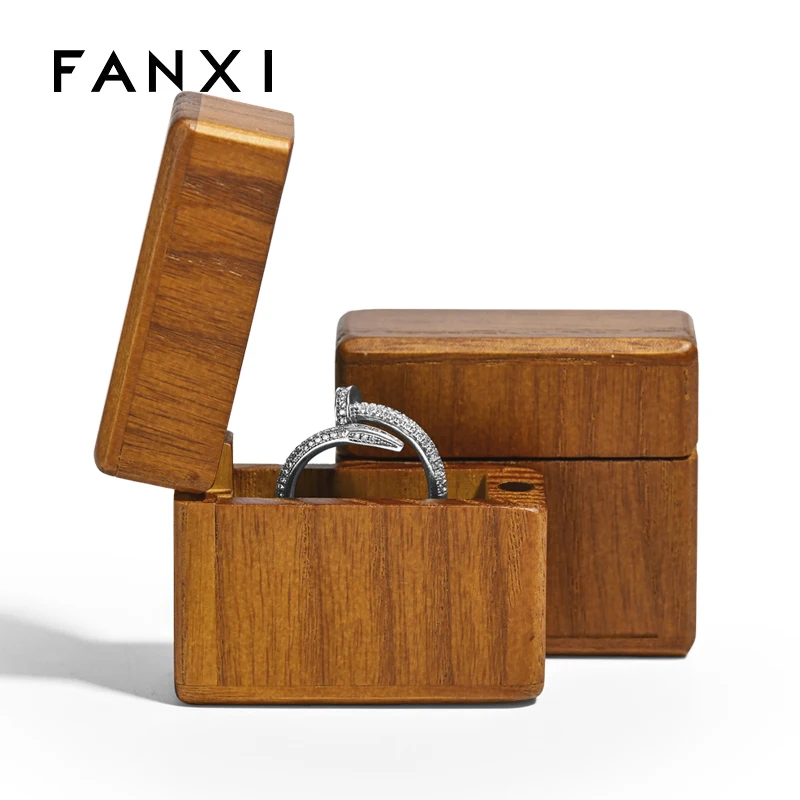 FANXI China Custom Wholesale Solid Wood Ring Box Jewelry Package Box With Microfiber Insert Jewelry Gift Boxes