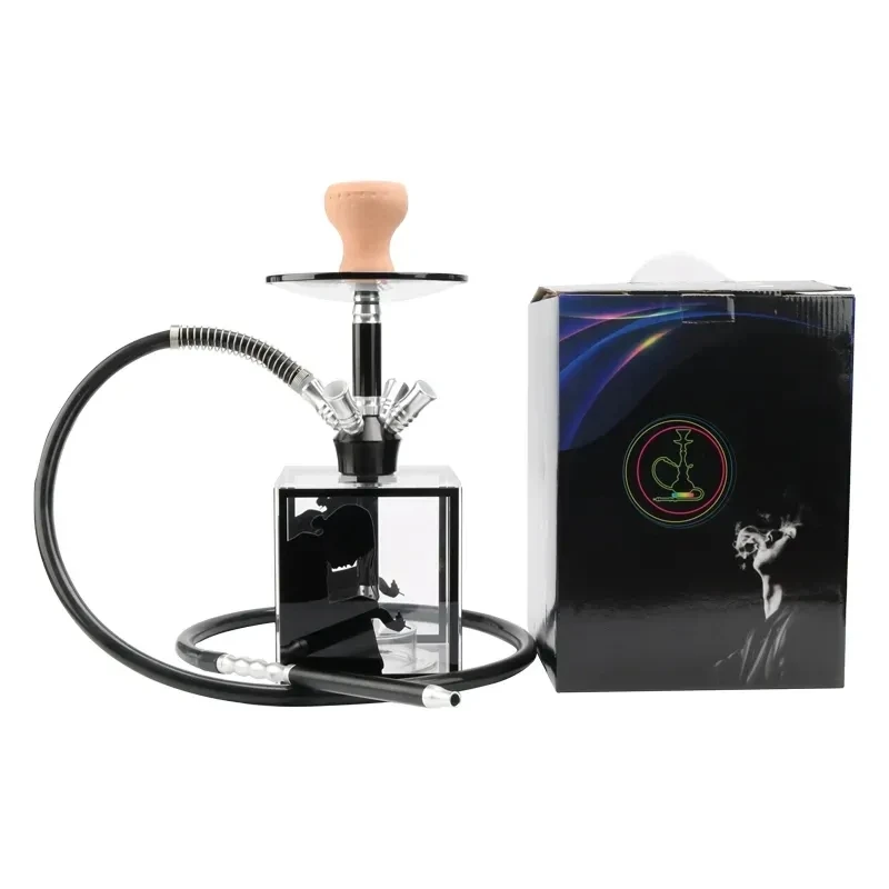 square shisha sheesha set chicha complet 4 hose hookah custom logo narguil wholesale acrylic hookah set