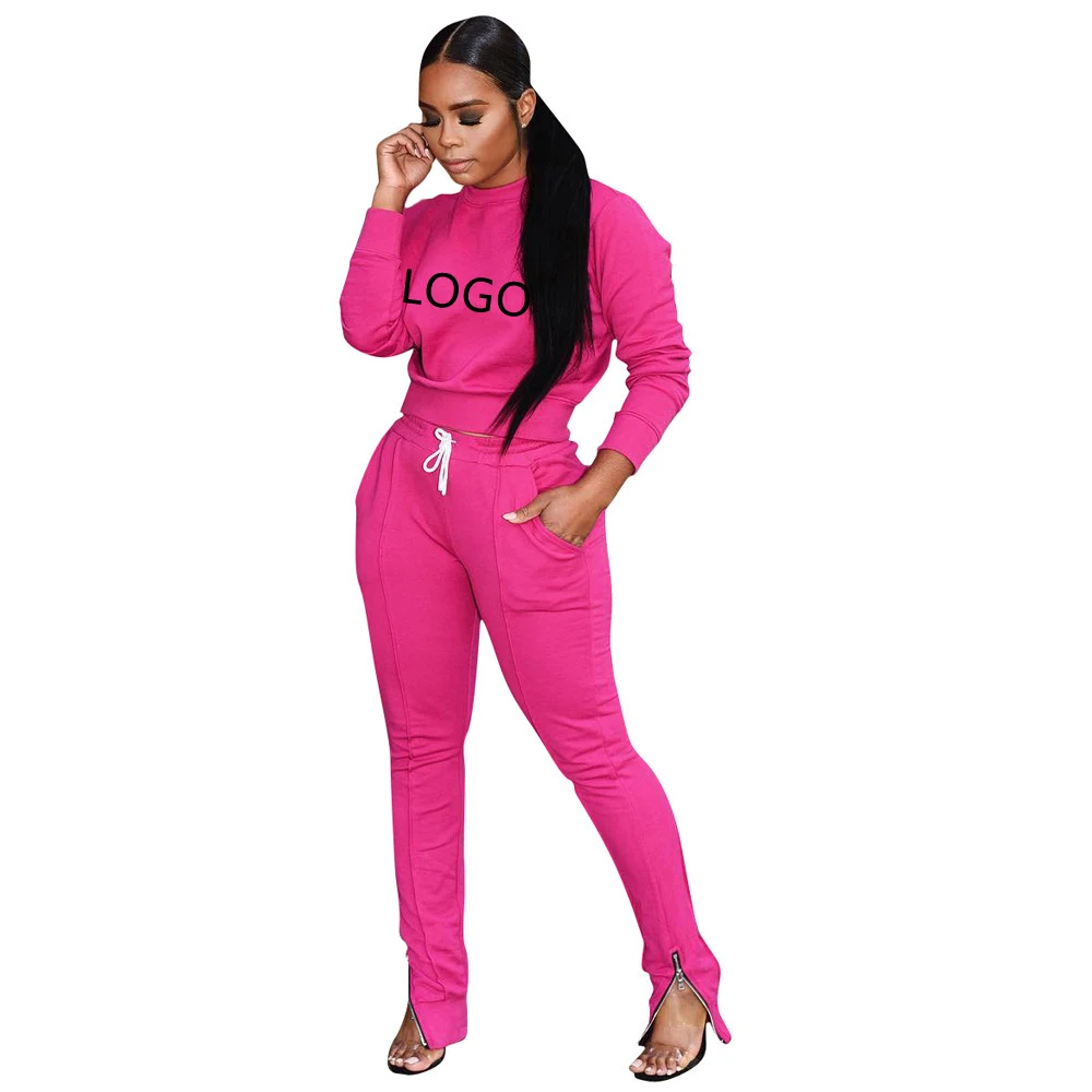Custom Logo Private Label Slim Fit Hoodie Jogging Suit Women Plain Sweat Suits Set Tracksuit Sweatsuits