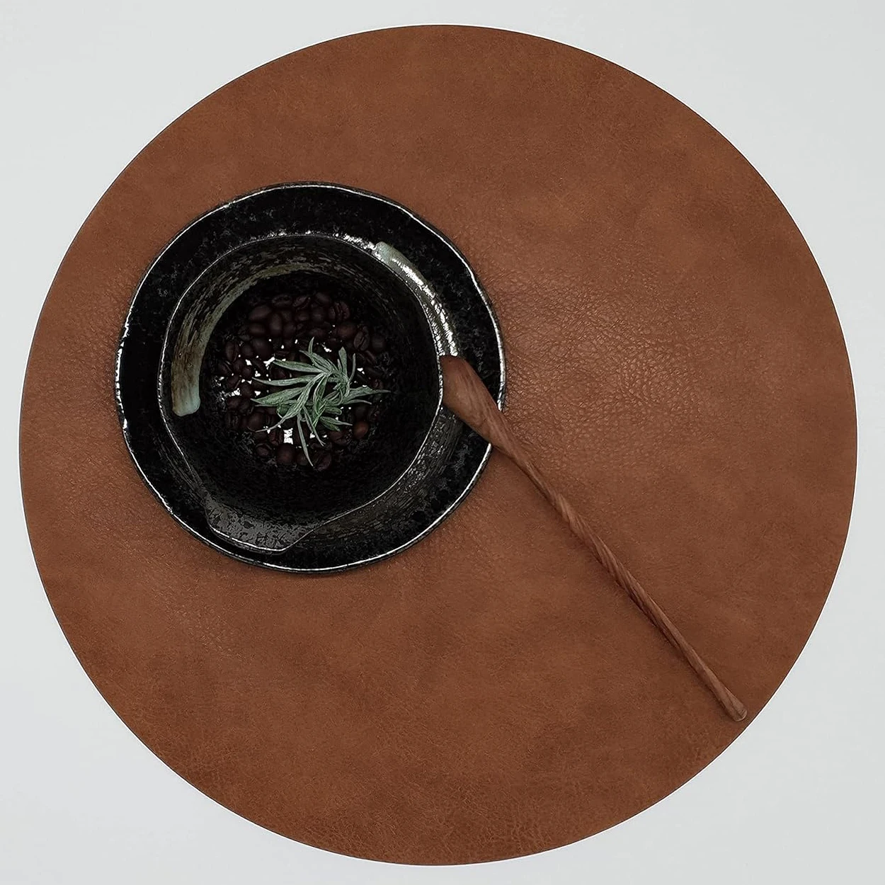 Tabletex Luxury Vintage Leather Placemat Faux Leather Placemats Waterproof Coffee Mats