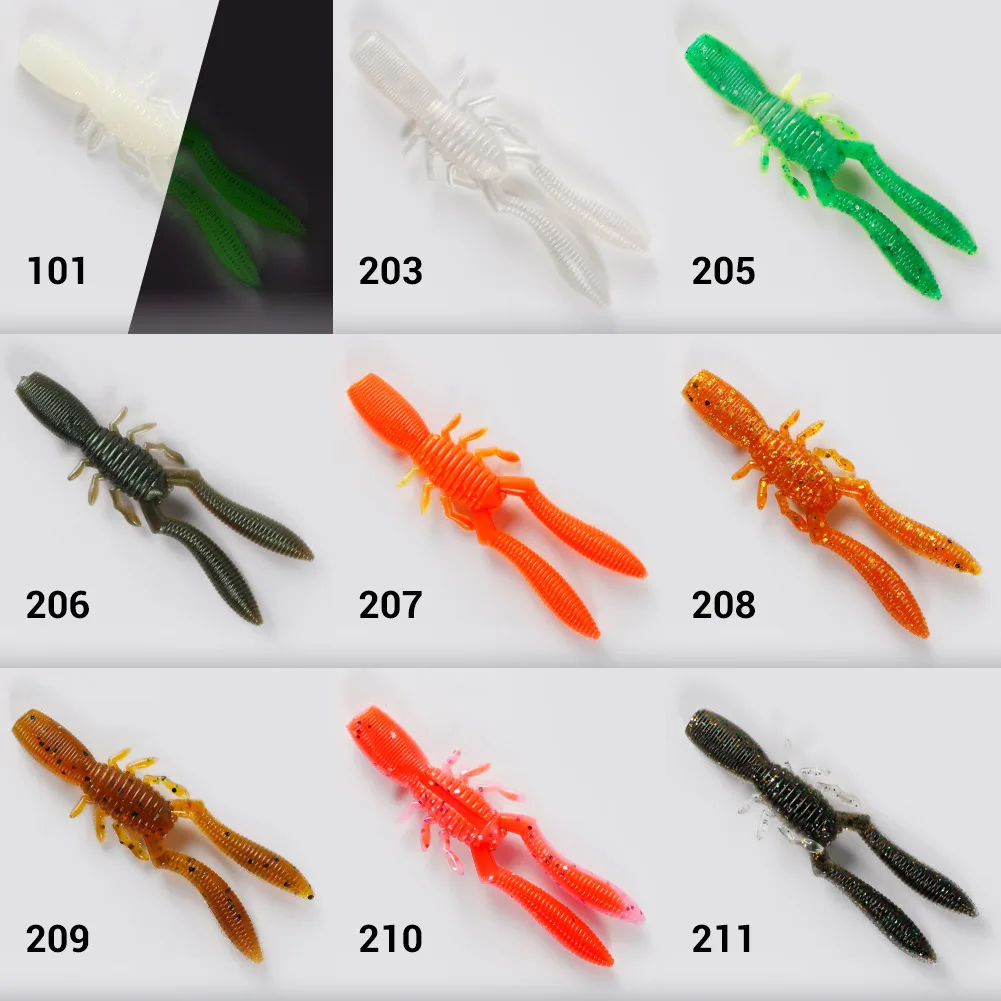 NOEBY Shrimp Silicone Soft Bait 7.5cm 3.3g Luminous Swimbait Lobster Maggot Capuchin Worm Artificial Plastic Soft Fishing Lures