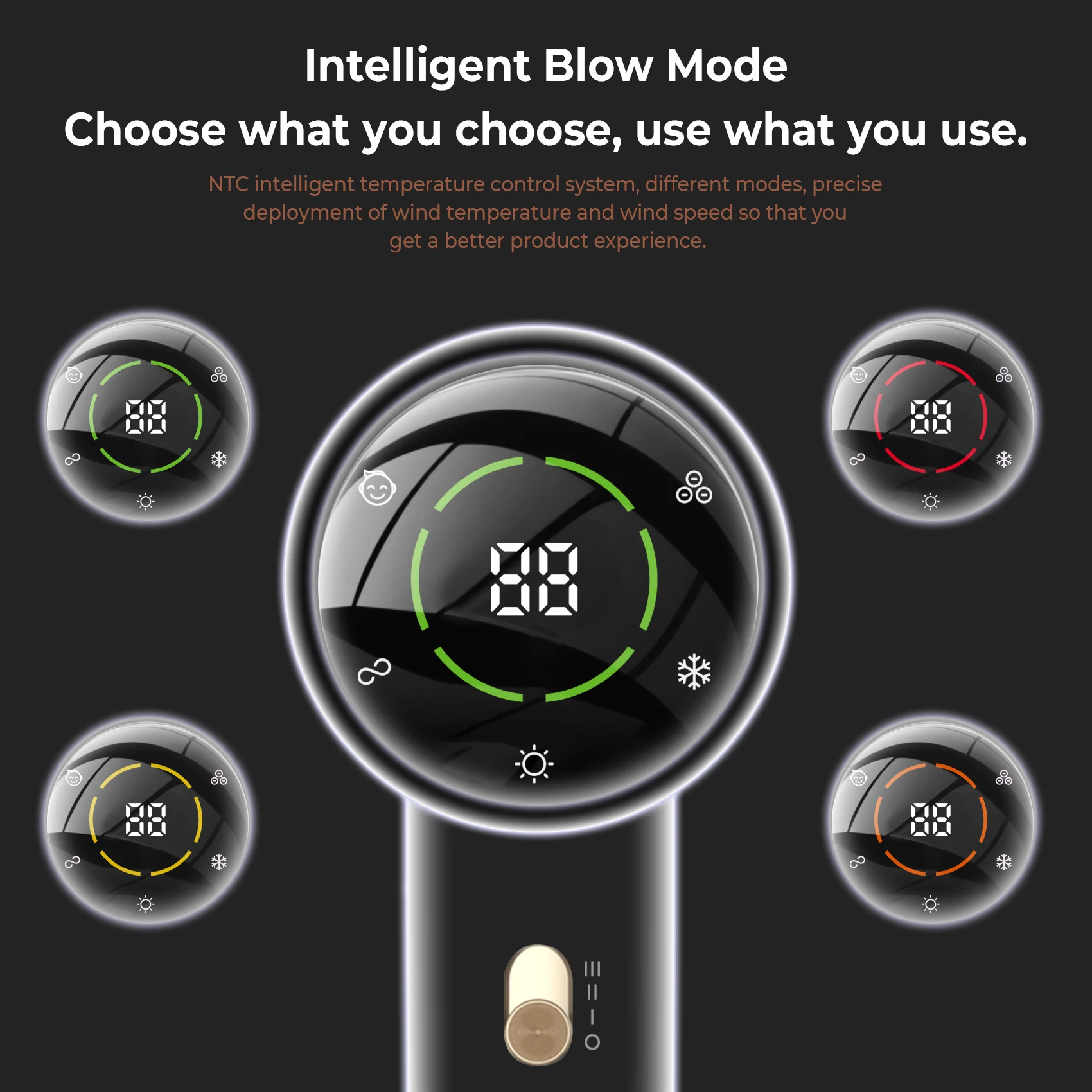 BLDC Motor 110000 Rpm High Speed Hair Dryer Negative Ionic Hair Dryer With LCD Digital Display