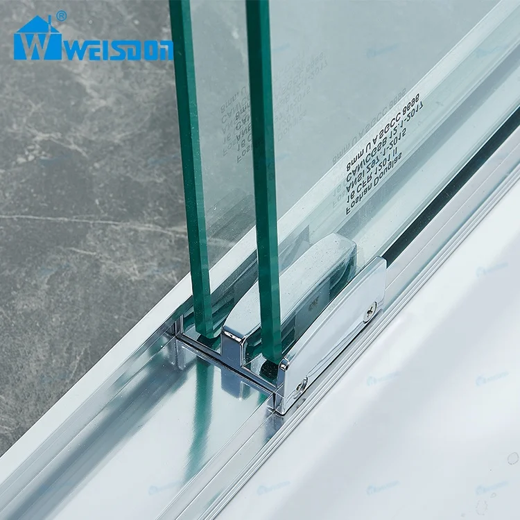 High Quality Bathroom Aluminum Framed Double Sliding Door Tempered Glass Shower Room Hardware