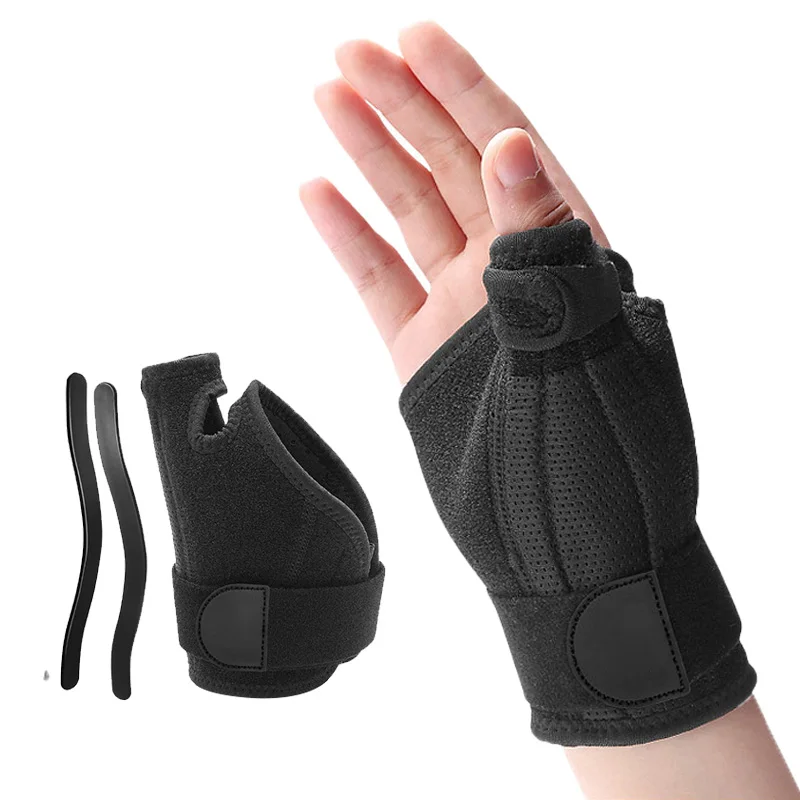 Adjustable comfortable reversible left right hand stabilizer reinforced support splint thumb wrist brace