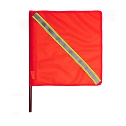 Orange Outdoor Traffic Safety Flag PVC Fabric 46cm With Reflective Tape