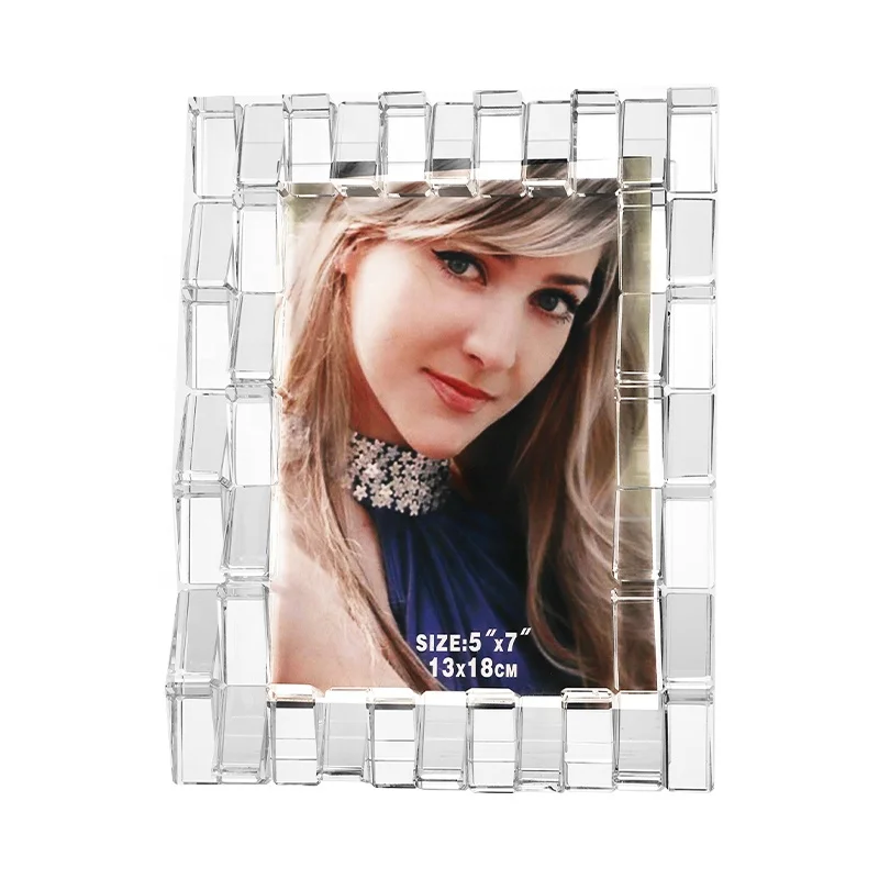 Wholesale crystal glass photo frame  for  home decoration ornaments  upscale photo frame