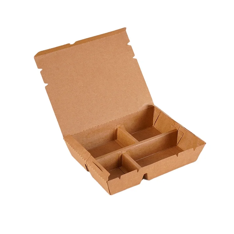 Brown Kraft Paper Fruit Food Box Container with Multi compartment