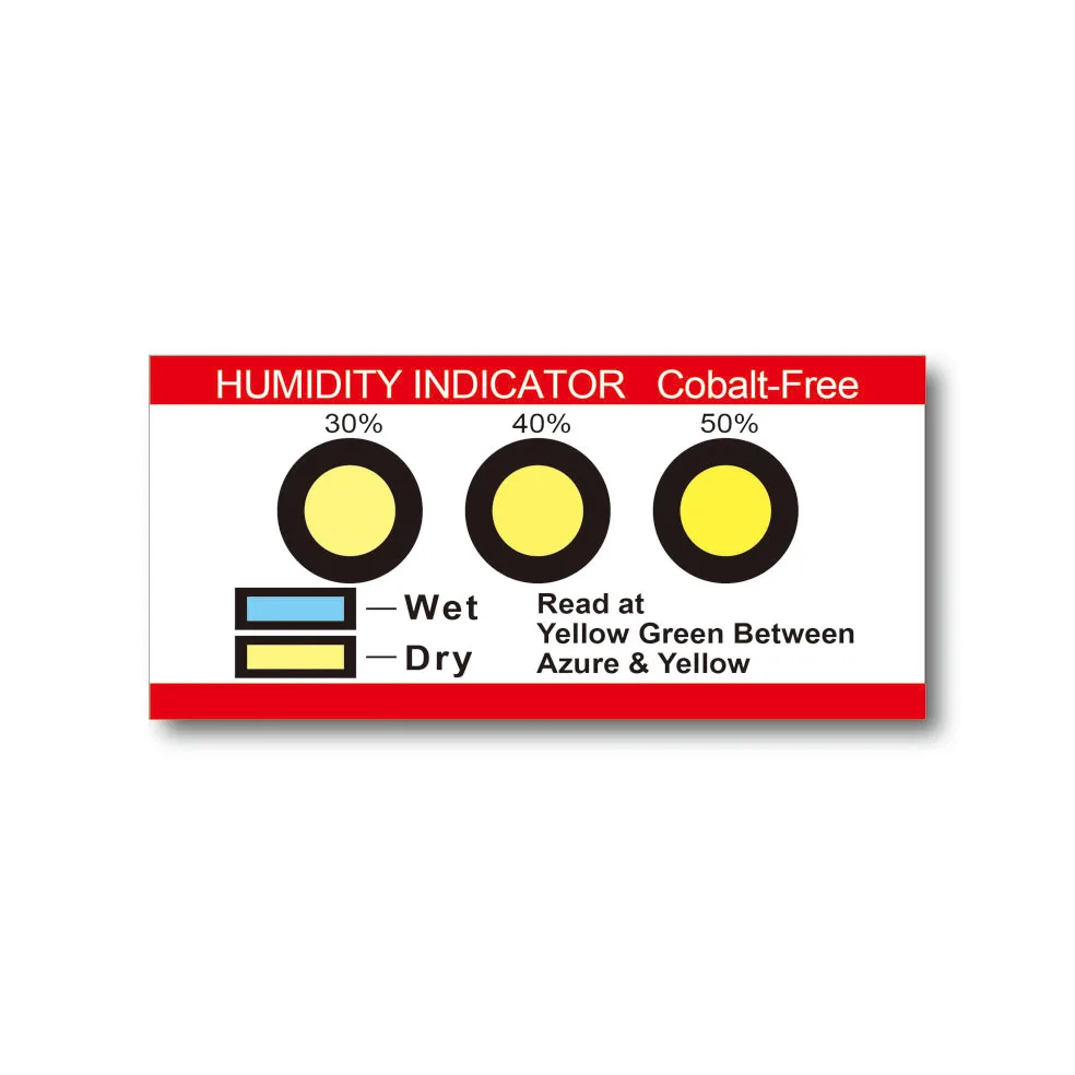 China Manufacture New Design Three Dots Hic Humidity Indicator Card Yellow To Blue