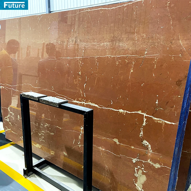 Luxury Stone Polished Glazed Orange Red Marble Slab Tiles For Kitchen Table Countertop Wall Hotel Villa Background