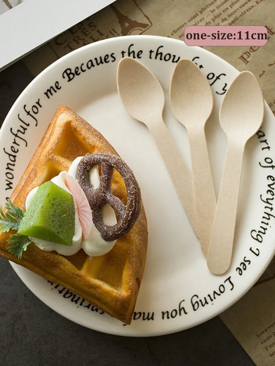 Disposable Mini Wooden Cake Spoons Desert Disposable Wooden Spoon for Jelly Ice cream
