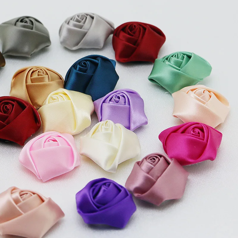 (20 Pcs/pack) 4cm High Quality Satin Three-dimensional Rose Bud Flower Wedding Party Dress Decoration Scrapbook DIY Ribbon Craft