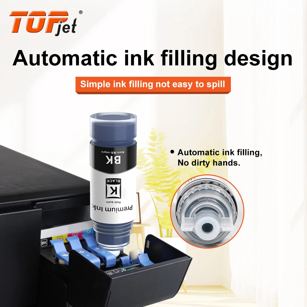 Topjet 108 Ink 70ML Premium Compatible Water Based Bulk Bottle Dye Ink Refill Kits for Epson ECOTANK ET-18100 L18050 Printer