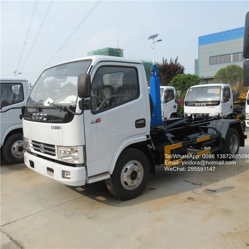 dfac small 2ton china hydraulic lifter dump hook loader roll on roll off garbage bin truck
