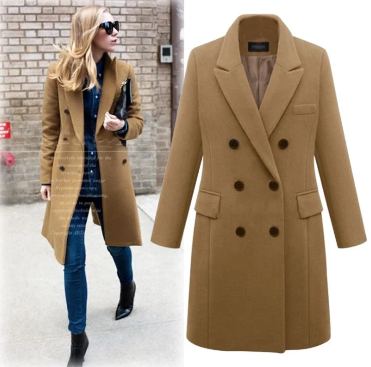 2020 wholesale new model fashion ladies winter jacket woolen overcoat ladies long coats for women