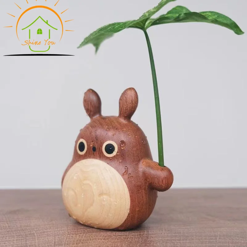 Wholesale Wooden cute Totoro modeling ornaments birthday gift wooden doll tabletop decoration