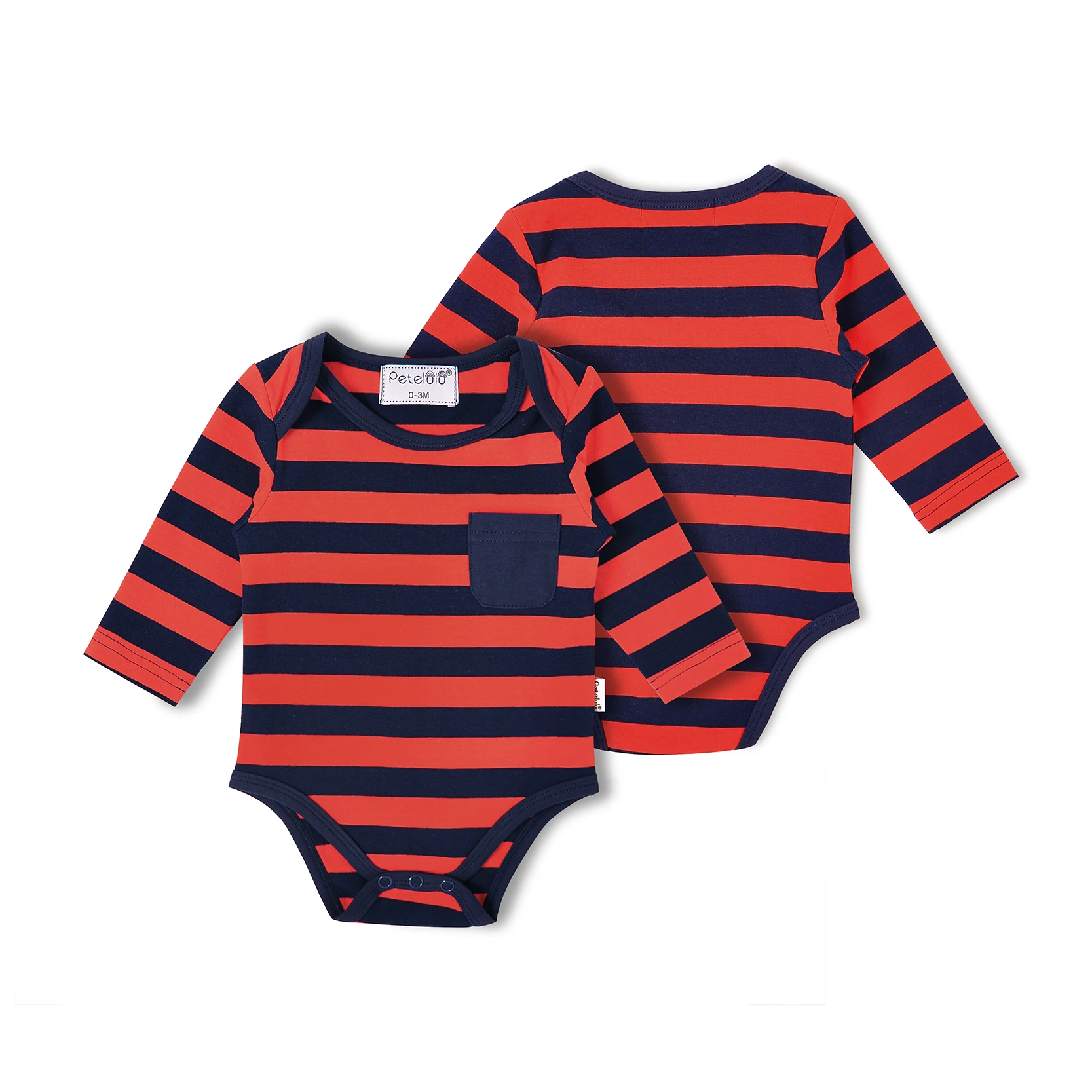 Hot Selling Envelop Collar Stripe Cotton Long Sleeve Newborn Baby Jumpsuit Rompers