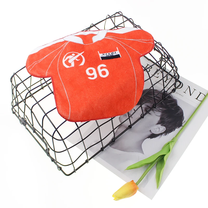 custom cotton printed special-shaped hand towel football/basketball jersey shape rally towel