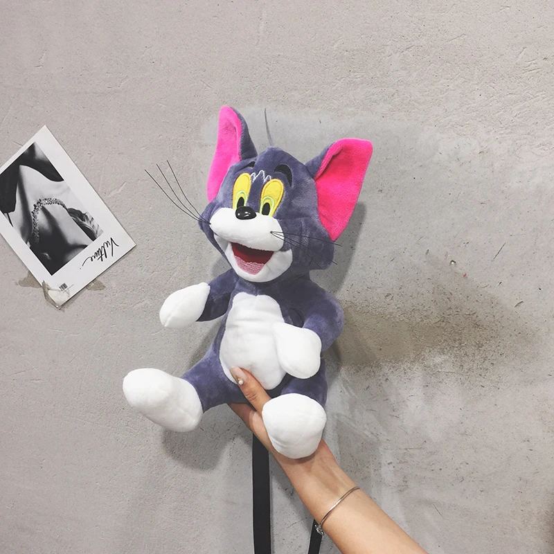 
Plush Toy Stuffed Animals Cute Cat and mouse Tom and Jack Bunny Keychain Pendant Kawaii Children Gift plush Messenger Bag 