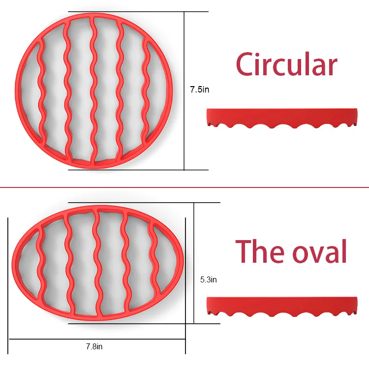 2 Pack Steaming Roasting Accessories Compatible Silicone Roasting Rack Round & Oval Roaster Racks For Coking Meat