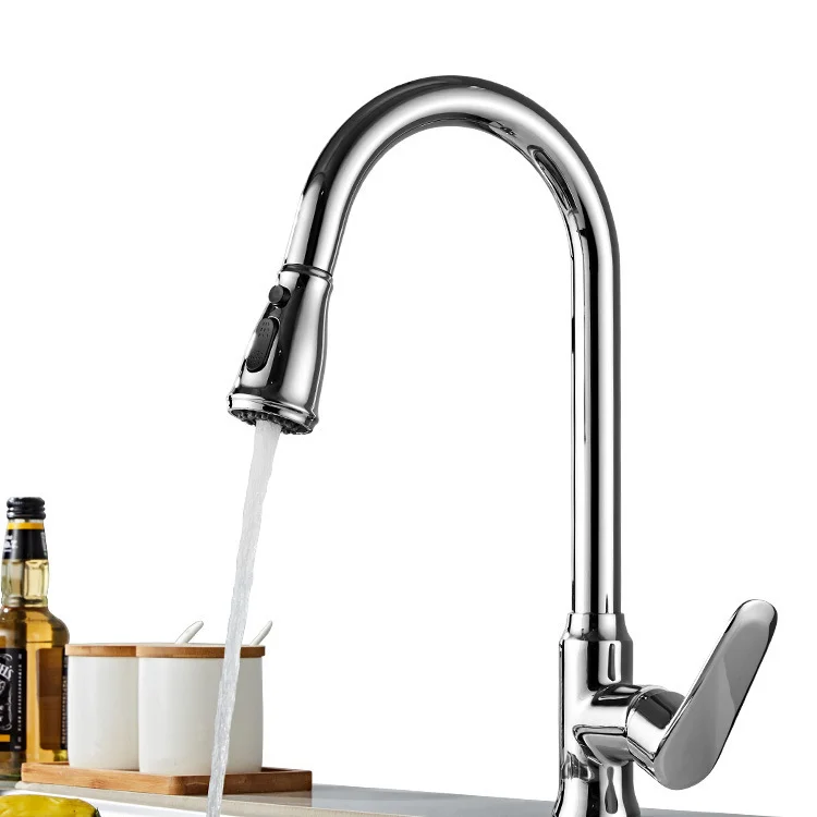 DROPSHIPPING Modern Single Hole Spout Sink Faucet Kitchen Pull Out Kitchen Faucet
