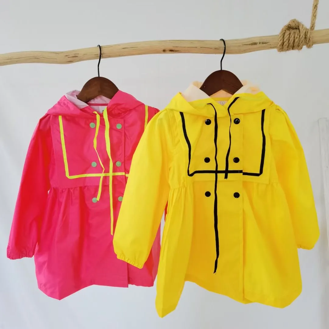 New style girls college wind princess waterproof coat nylon kids raincoat for school nice rain jacket for children