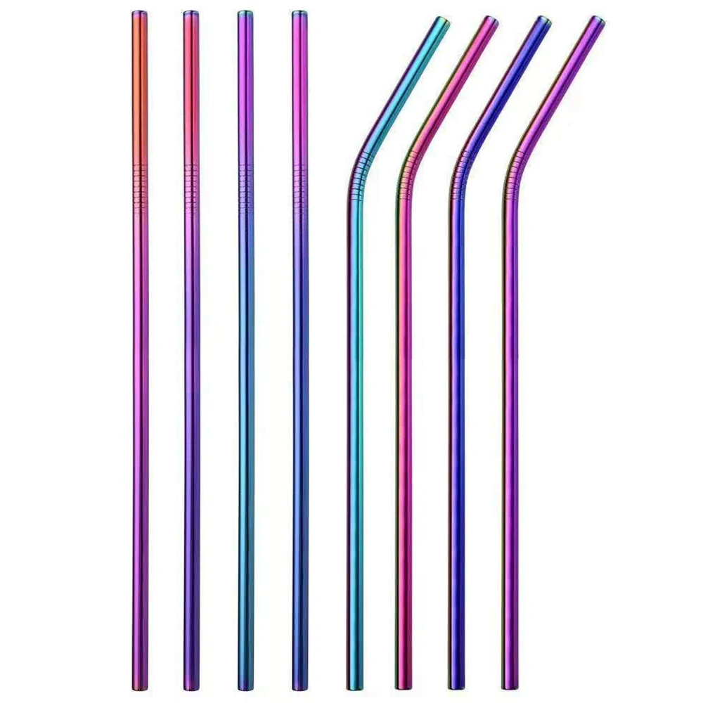 Eco-friendly vintage embossed stainless steel straw set