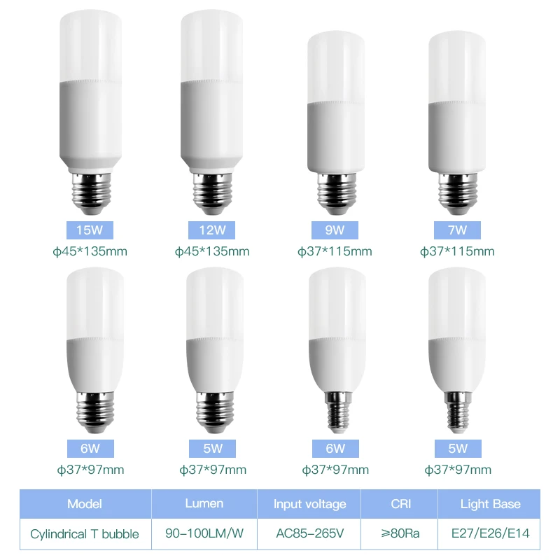 China Manufacture Directly Sale 5W 6W Mini T Bulb E27 B22 Clear LED Bulb With Light PC Covers Home Lamp