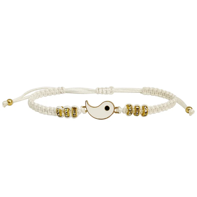 Fashion Adjustable Handmade Rope Bracelets Diamond Braided Bracelets Creative 2 Matching Yin Yang Tai Ji Bracelets for Women Men