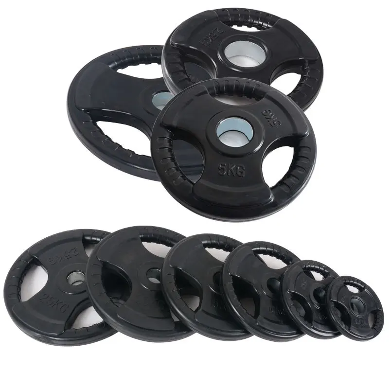 Custom Rubber Weight Stack Plates Three Hole Bumper Barbell Weight Plates