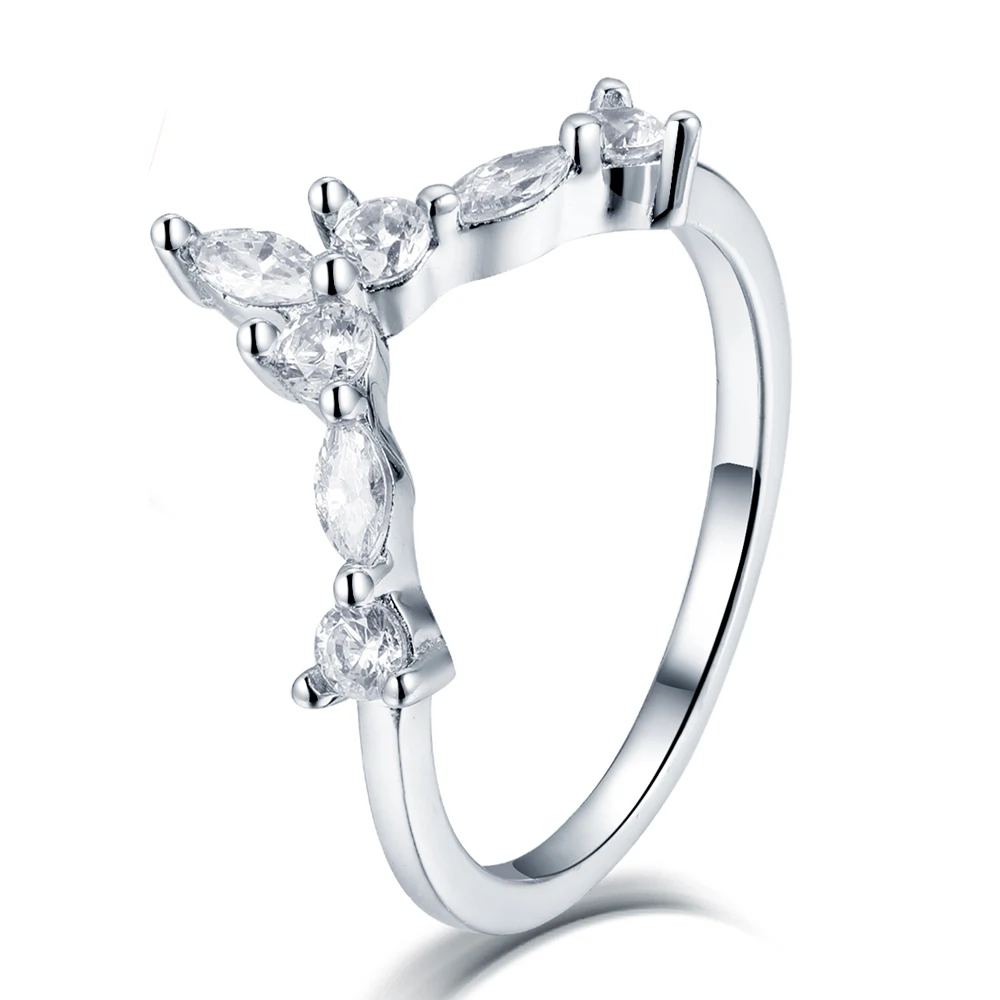 Sun star TL-356 Fashionable Custom V shape pave rings bijoux Engagement Rings Jewelry For Brides